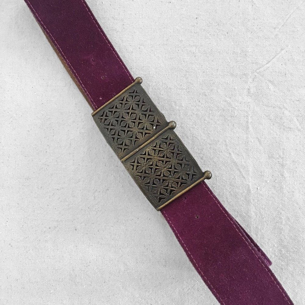 60s Vintage Mulberry SUEDE Belt with Brass Buckle by Calderon